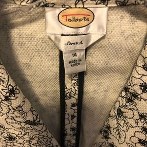 Talbots navy and white floral short jacket.